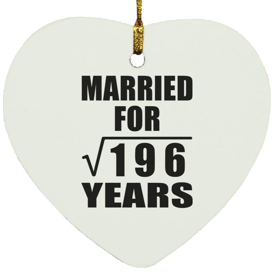 14th Anniversary Married For Square Root of 196 Years - Heart Ornament