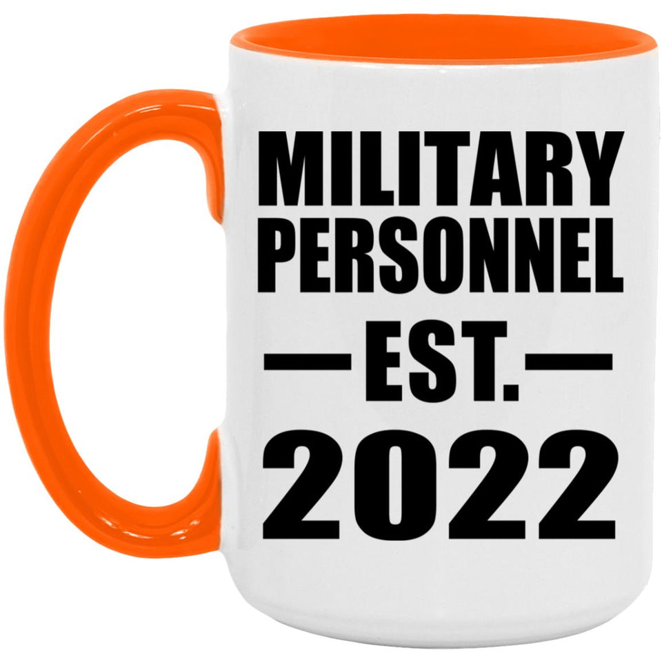 Military Personnel Established EST. 2022 - 15oz Accent Mug Orange