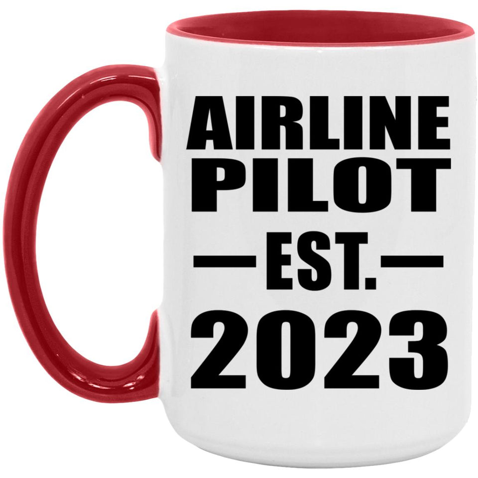 Airline Pilot Established EST. 2023 - 15oz Accent Mug Red
