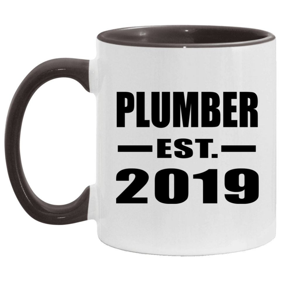 Plumber Established EST. 2019 - 11oz Accent Mug Black