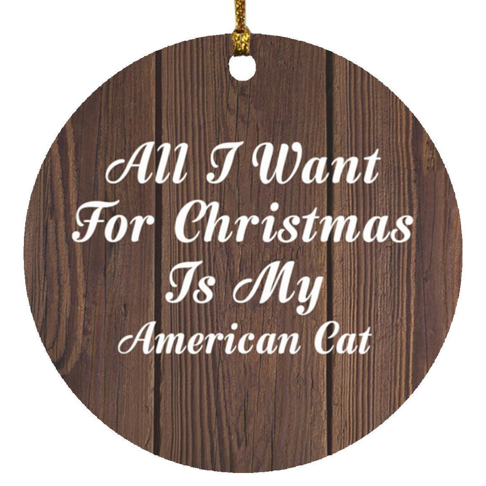 All I Want For Christmas Is My American Cat - Circle Ornament D