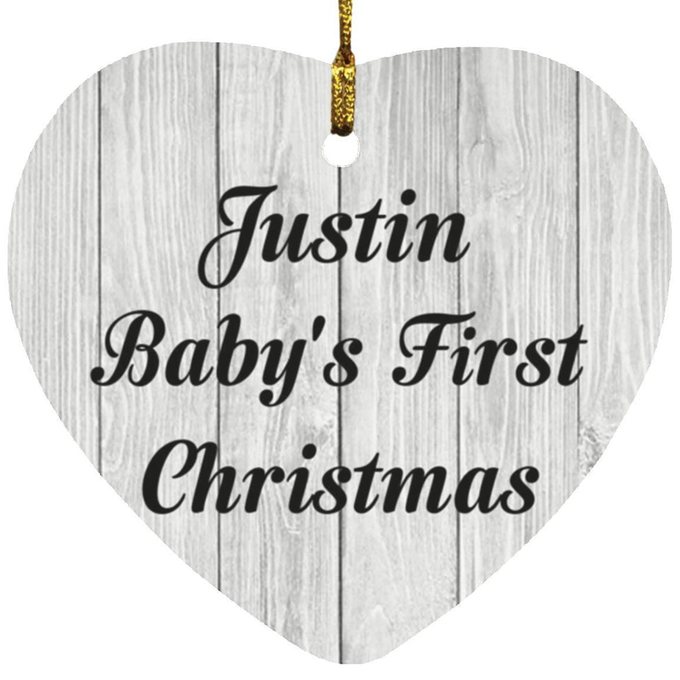 Justin Baby's First Christmas - Heart Ornament F