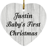 Justin Baby's First Christmas - Heart Ornament F