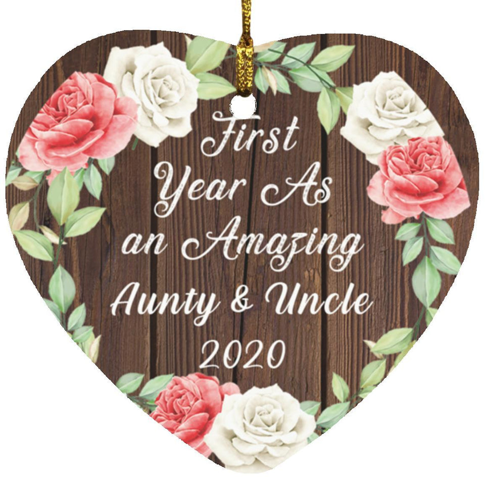 First Year As An Amazing Aunty & Uncle 2020 - Heart Ornament A