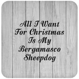 All I Want For Christmas Is My Bergamasco Sheepdog - Drink Coaster F