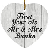 First Year As Mr & Mrs Banks - Heart Ornament F