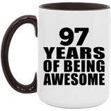 97th Birthday 97 Years Of Being Awesome - 15oz Accent Mug Black