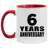 6th Anniversary 6 Years - 11oz Accent Mug Red