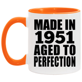 73rd Birthday Made In 1951 Aged to Perfection - 11oz Accent Mug Orange