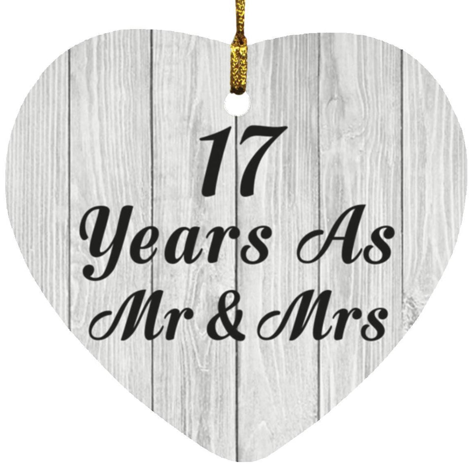17th Anniversary 17 Years As Mr & Mrs - Heart Ornament F