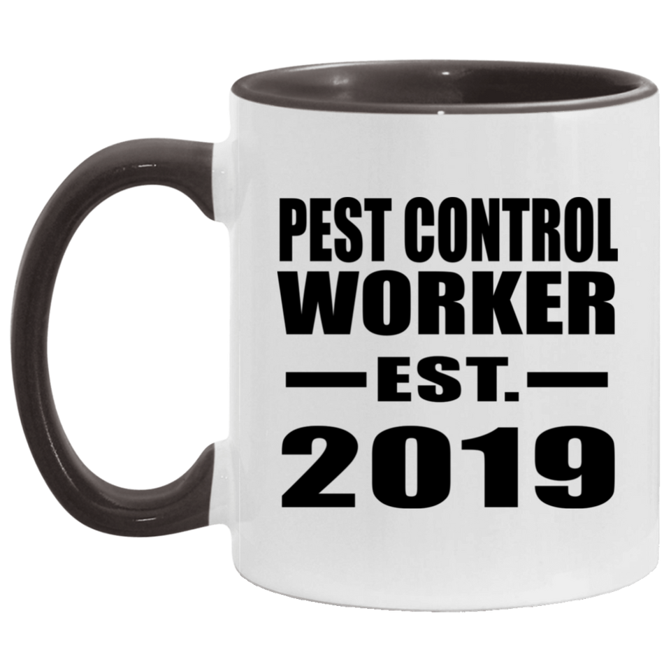 Pest Control Worker Established EST. 2019 - 11oz Accent Mug Black