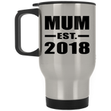 Mum Established EST. 2018 - Silver Travel Mug