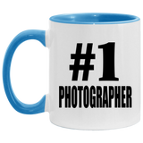 Number One #1 Photographer - 11oz Accent Mug Blue