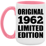 62nd Birthday Original 1962 Limited Edition - 15oz Accent Mug Pink