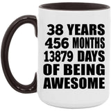 38th Birthday 38 Years 456 Months 13879 Days Of Awesome - 15oz Accent Mug Black