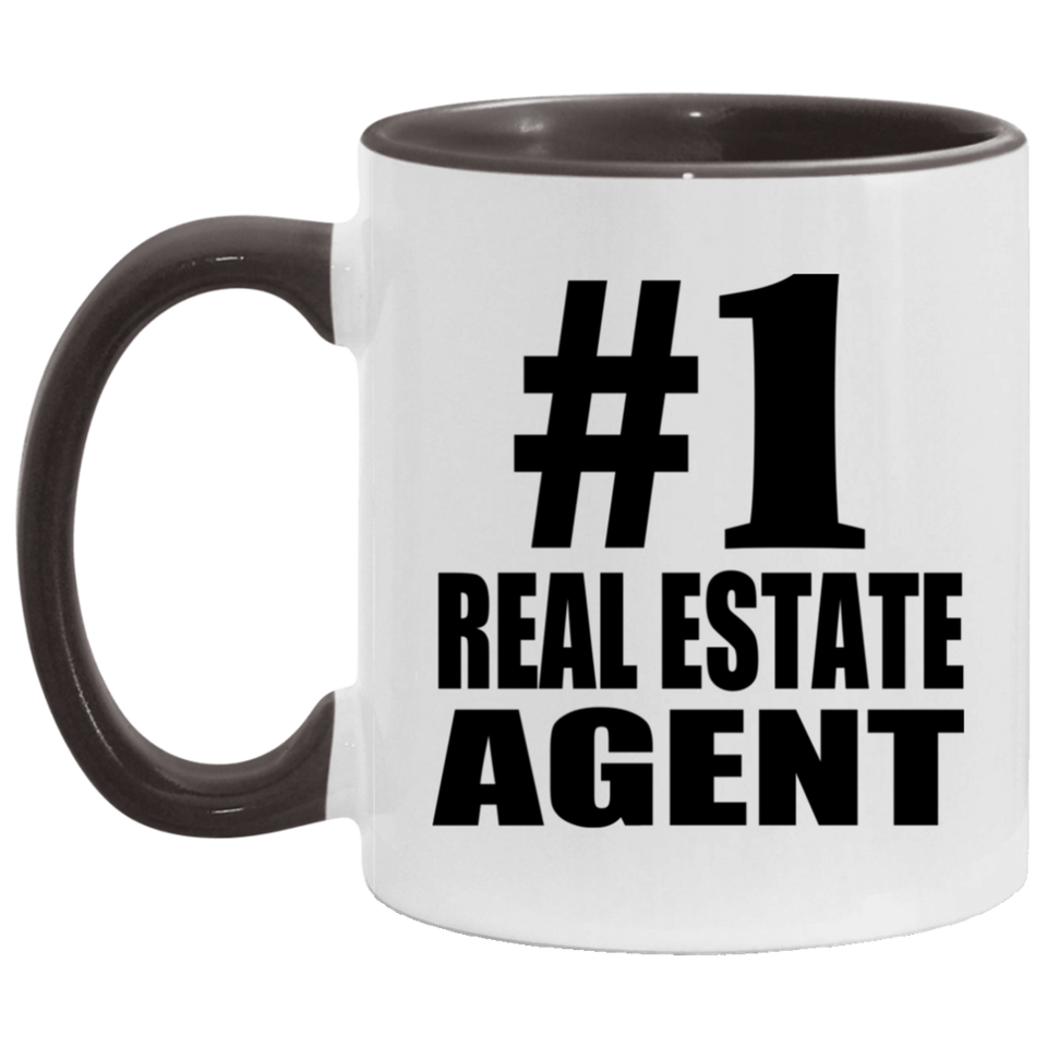 Number One #1 Real Estate Agent - 11oz Accent Mug Black