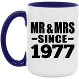 47th Anniversary Mr & Mrs Since 1977 - 15oz Accent Mug Purple