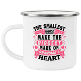 The Smallest Hands Make The Biggest Mark On Grandma's Heart - 12oz Camping Mug