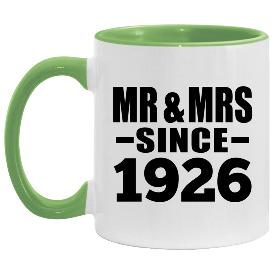 98th Anniversary Mr & Mrs Since 1926 - 11oz Accent Mug Green