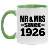 98th Anniversary Mr & Mrs Since 1926 - 11oz Accent Mug Green