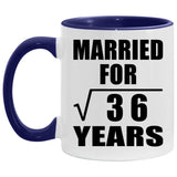 6th Anniversary Married For Square Root of 36 Years - 11oz Accent Mug Purple