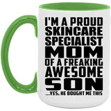 Proud Skincare Specialist Mom Of Awesome Son - 15oz Accent Mug Green