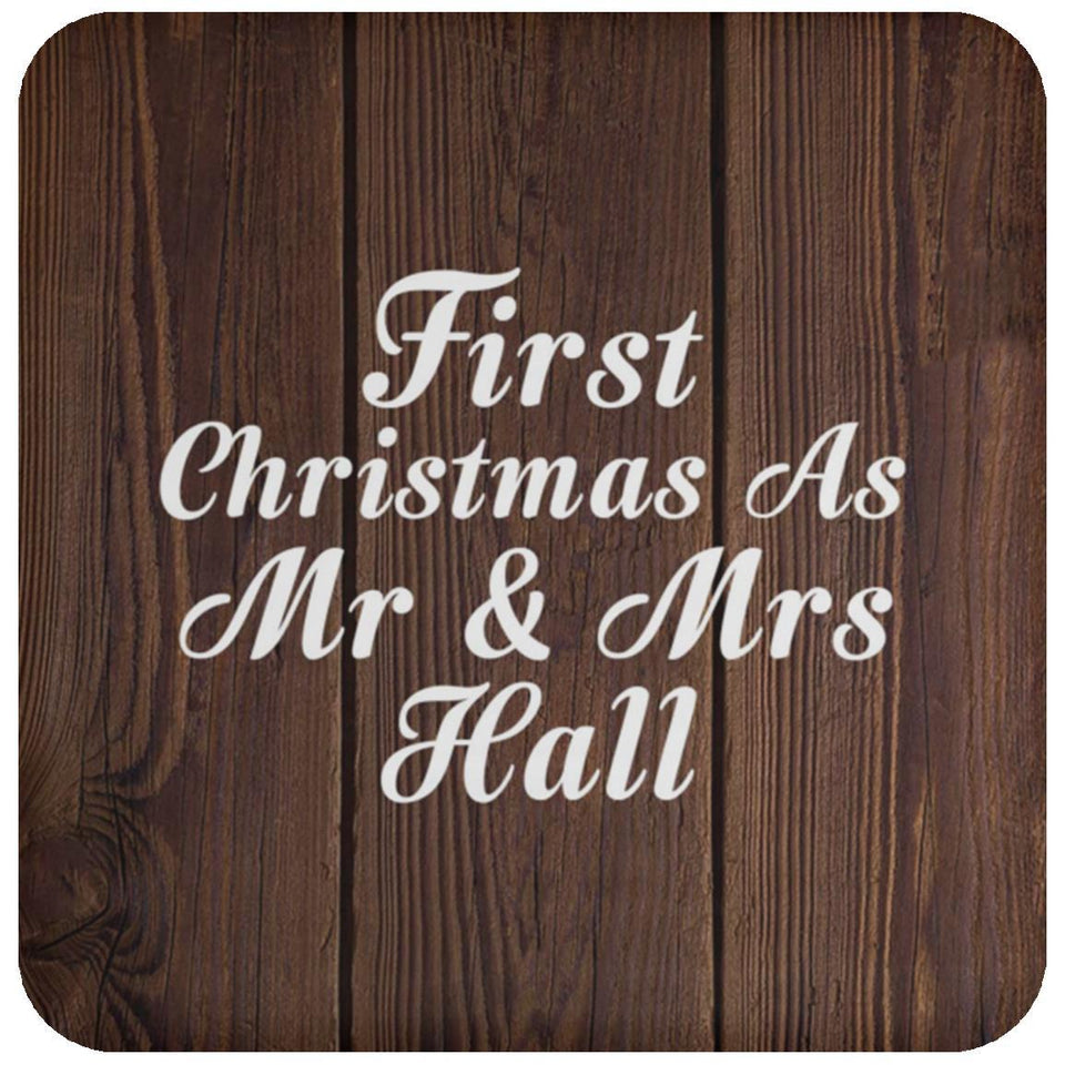 First Christmas As Mr & Mrs Hall - Drink Coaster D