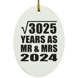 55th Anniversary Square Root of 3025 Years As Mr & Mrs 2024 - Oval Ornament