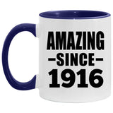 108th Birthday Amazing Since 1916 - 11oz Accent Mug Purple
