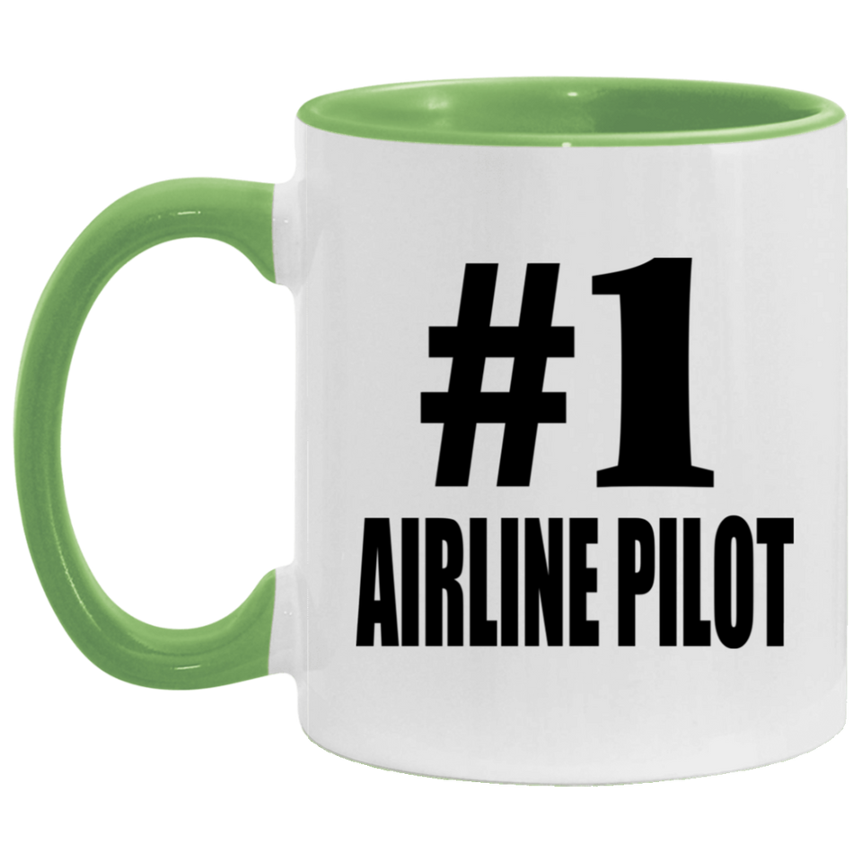 Number One #1 Airline Pilot - 11oz Accent Mug Green