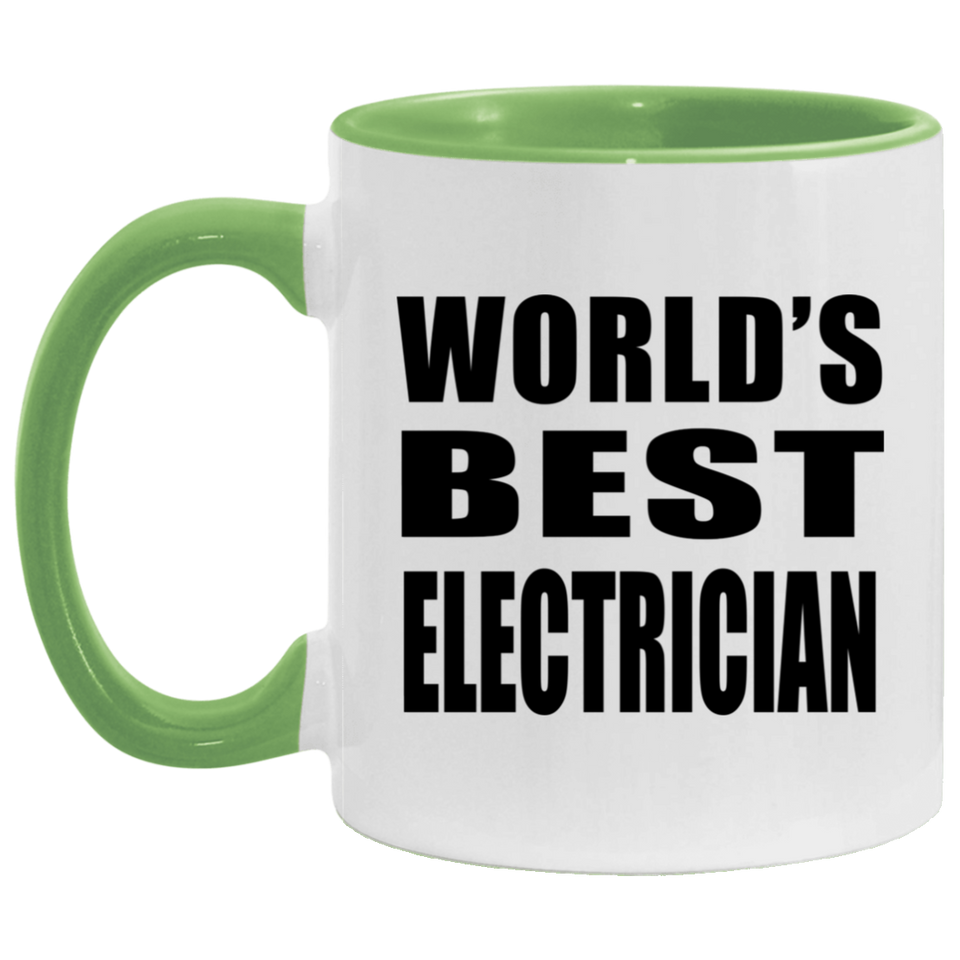 World's Best Electrician - 11oz Accent Mug Green