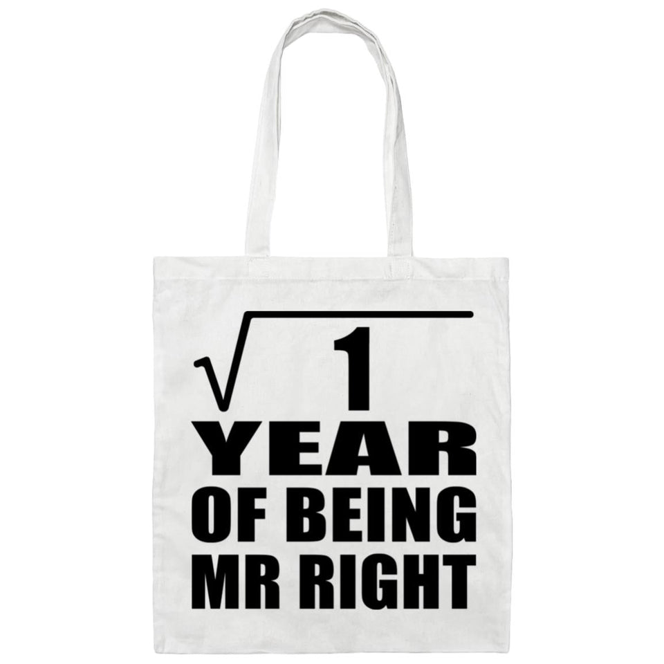 1st Anniversary Square Root of 1 Year of Being Mr Right - Tote Bag White