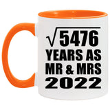 74th Anniversary Square Root of 5476 Years As Mr & Mrs 2022 - 11oz Accent Mug Orange