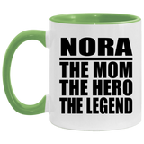 Nora The Mom The Hero The Legend - 11oz Accent Mug Green