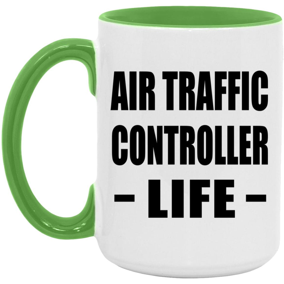 Air Traffic Controller Life - 15oz Accent Mug Green