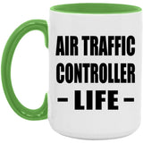 Air Traffic Controller Life - 15oz Accent Mug Green