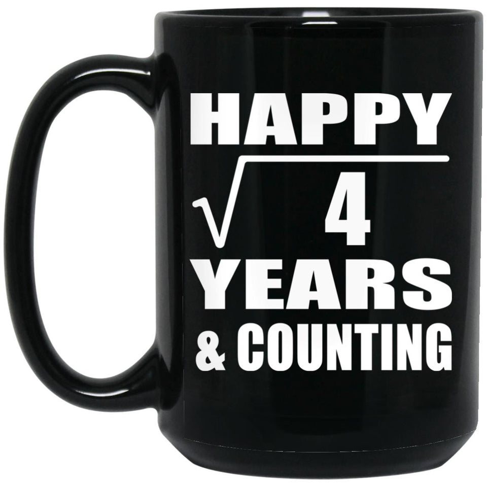 Happy 2nd Anniversary Square Root of 4 Years & Counting - 15oz Coffee Mug Black