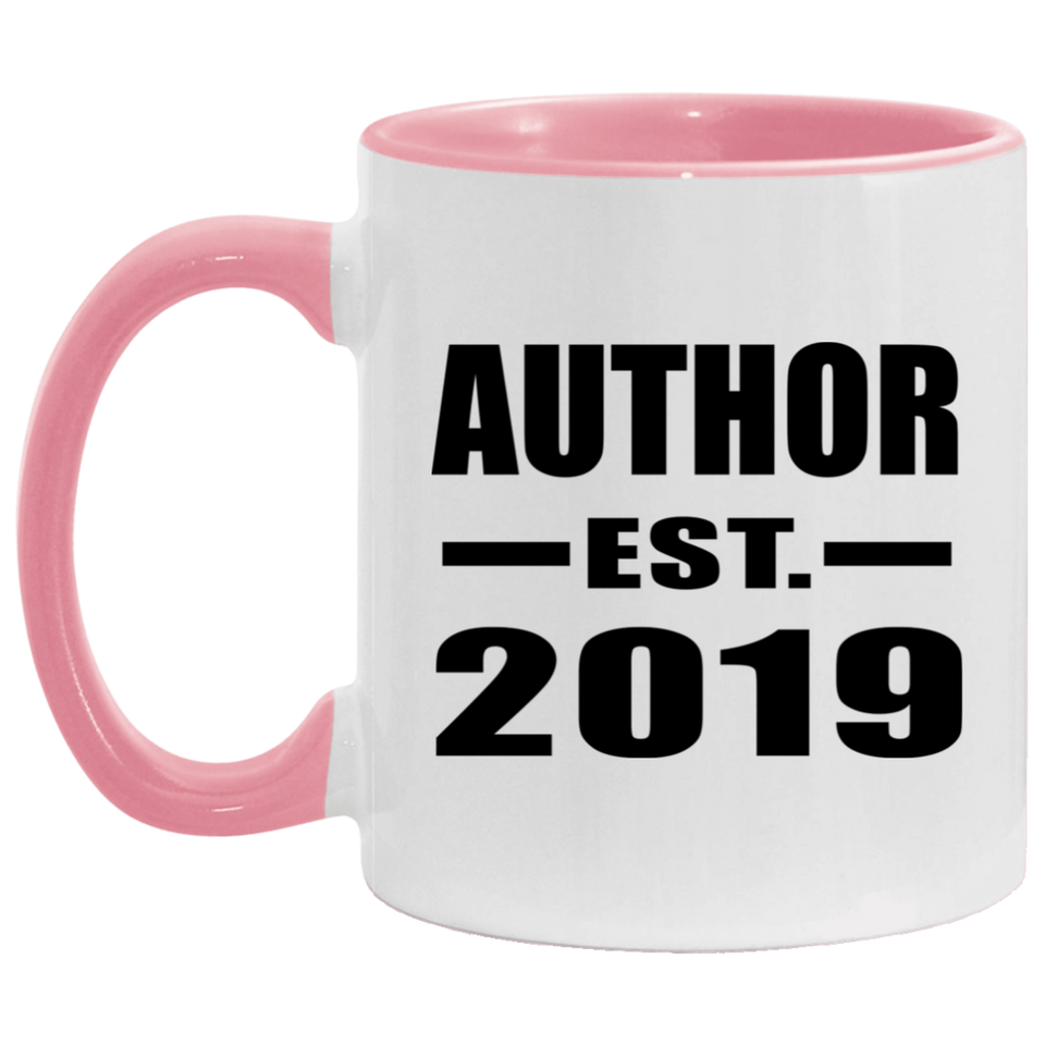 Author Established EST. 2019 - 11oz Accent Mug Pink