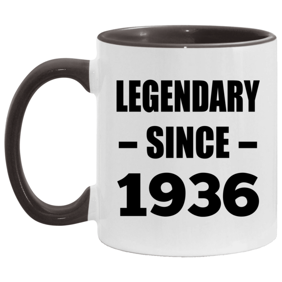 88th Birthday Legendary Since 1936 - 11oz Accent Mug Black