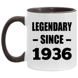 88th Birthday Legendary Since 1936 - 11oz Accent Mug Black