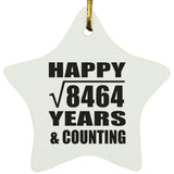 Happy 92nd Anniversary Square Root of 8464 Years & Counting - Star Ornament