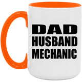Dad Husband Mechanic - 15oz Accent Mug Orange