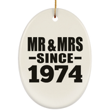 50th Anniversary Mr & Mrs Since 1974 - Oval Ornament