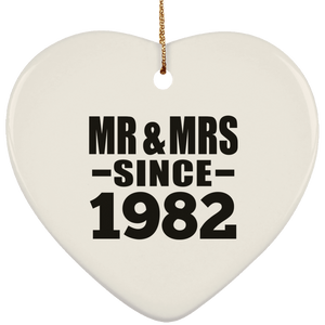 42nd Anniversary Mr & Mrs Since 1982 - Heart Ornament
