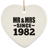 42nd Anniversary Mr & Mrs Since 1982 - Heart Ornament