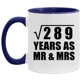 17th Anniversary Square Root of 289 Years As Mr & Mrs - 11oz Accent Mug Purple