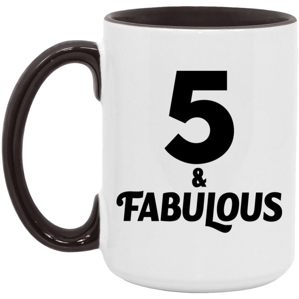 5th Birthday 5 & Fabulous - 15oz Accent Mug Black