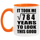 28th Birthday Took Square Root of 784 Years To Look Good - 11oz Accent Mug Orange