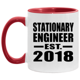 Stationary Engineer Established EST. 2018 - 11oz Accent Mug Red