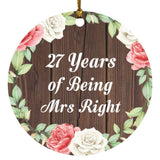 27th Anniversary 27 Years Of Being Mrs Right - Circle Ornament A